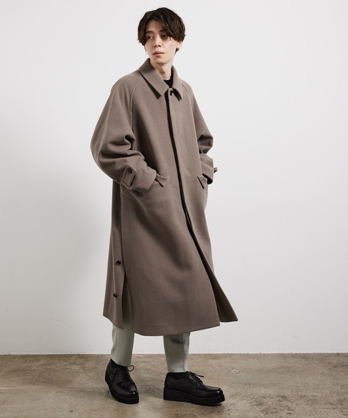 JUNRED（ジュンレッド）の「ドルマンバルカラーオーバーコート（ステンカラーコート・メンズ・ブラック/オフホワイト/ベージュ系その他・L/M/S）」の16枚目の写真