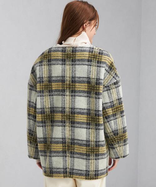 green label relaxing（グリーンレーベルリラクシング）の「スライバー チェック カーディガン（カーディガン/ボレロ・レディース・ブラック/イエロー・FREE）」の3枚目の写真