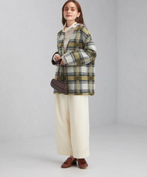 green label relaxing（グリーンレーベルリラクシング）の「スライバー チェック カーディガン（カーディガン/ボレロ・レディース・ブラック/イエロー・FREE）」の12枚目の写真