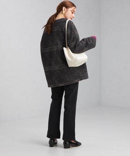 green label relaxing（グリーンレーベルリラクシング）の「スライバー チェック カーディガン（カーディガン/ボレロ・レディース・ブラック/イエロー・FREE）」の5枚目の写真