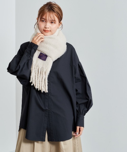 cepo（セポ）の「ボリュームフリンジストール（マフラー・レディース・ベージュ/グレー/オフホワイト/ブルー・FREE）」の14枚目の写真