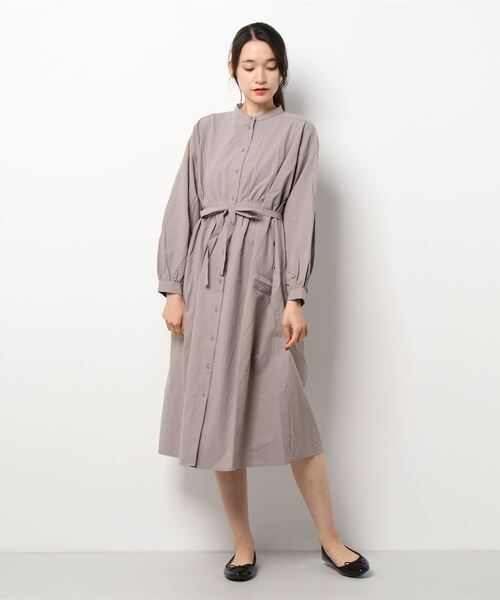 Samansa Mos2（サマンサ モスモス）の「スタンドネック羽織りワンピース（ワンピース・レディース・ブラウン/グレー/ベージュ/ブラック・ﾌﾘ-）」の7枚目の写真