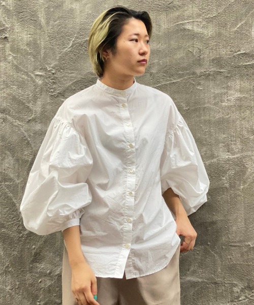 Toironier（トワロニエ）の「Toironier(トワロニエ ) ボリュームスリーブシャツ　volume sleeve SHT（シャツ/ブラウス・レディース・ホワイト/グレー・FREE）」の4枚目の写真