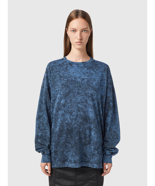 DIESEL（ディーゼル）の「レディース Tシャツ リラックスフィット マーブル 染め 長袖（Tシャツ/カットソー・レディース・パープル/ブラック系その他/ブルー・MEDIUM/X-SMALL/LARGE/SMALL）」の2枚目の写真