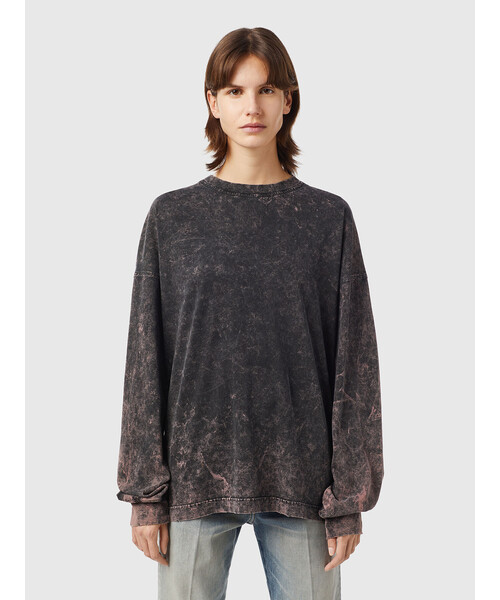DIESEL（ディーゼル）の「レディース Tシャツ リラックスフィット マーブル 染め 長袖（Tシャツ/カットソー・レディース・パープル/ブラック系その他/ブルー・MEDIUM/X-SMALL/LARGE/SMALL）」の11枚目の写真