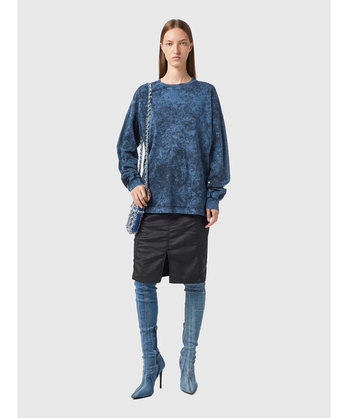 DIESEL（ディーゼル）の「レディース Tシャツ リラックスフィット マーブル 染め 長袖（Tシャツ/カットソー・レディース・パープル/ブラック系その他/ブルー・MEDIUM/X-SMALL/LARGE/SMALL）」の6枚目の写真