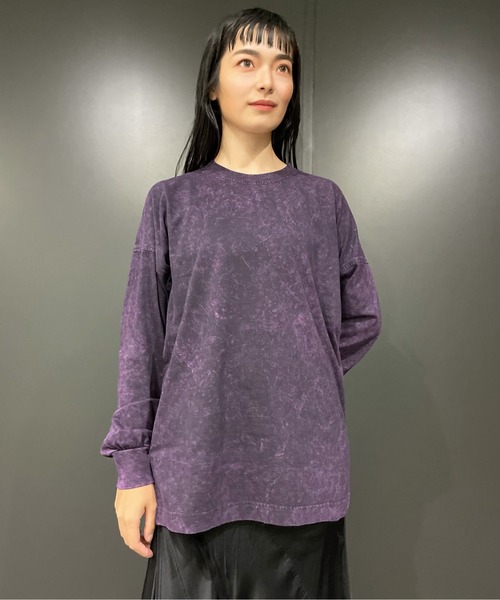 DIESEL（ディーゼル）の「レディース Tシャツ リラックスフィット マーブル 染め 長袖（Tシャツ/カットソー・レディース・パープル/ブラック系その他/ブルー・MEDIUM/X-SMALL/LARGE/SMALL）」の3枚目の写真