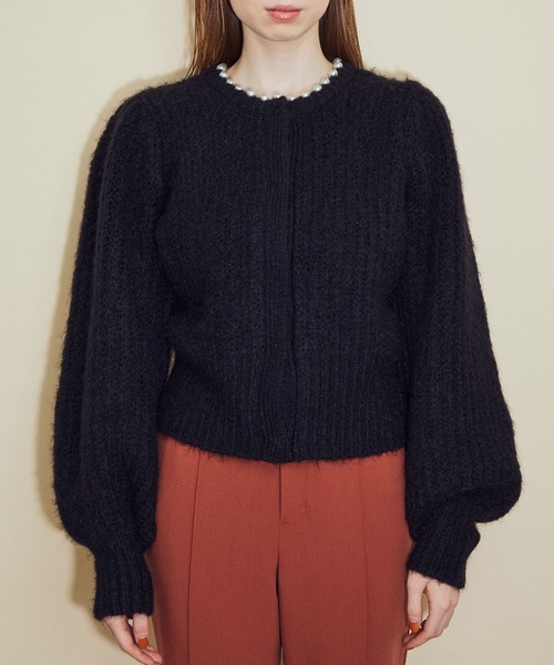 MADEMOISELLE ROPE'（マドモアゼル ロペ）の「【3WAY】<前後着用も可能>パールネックニットカーディガン（カーディガン/ボレロ・レディース・ブラック/ホワイト系その他2・38）」の9枚目の写真