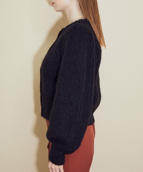 MADEMOISELLE ROPE'（マドモアゼル ロペ）の「【3WAY】<前後着用も可能>パールネックニットカーディガン（カーディガン/ボレロ・レディース・ブラック/ホワイト系その他2・38）」の8枚目の写真