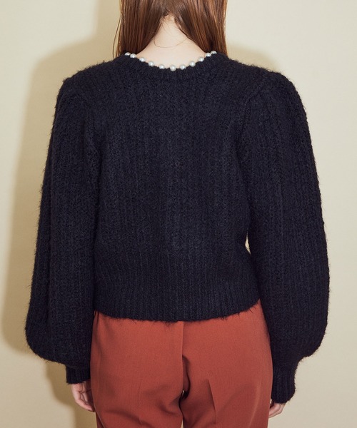 MADEMOISELLE ROPE'（マドモアゼル ロペ）の「【3WAY】<前後着用も可能>パールネックニットカーディガン（カーディガン/ボレロ・レディース・ブラック/ホワイト系その他2・38）」の13枚目の写真