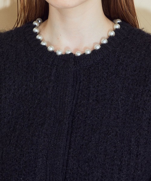 MADEMOISELLE ROPE'（マドモアゼル ロペ）の「【3WAY】<前後着用も可能>パールネックニットカーディガン（カーディガン/ボレロ・レディース・ブラック/ホワイト系その他2・38）」の11枚目の写真