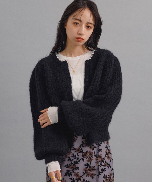 MADEMOISELLE ROPE'（マドモアゼル ロペ）の「【3WAY】<前後着用も可能>パールネックニットカーディガン（カーディガン/ボレロ・レディース・ブラック/ホワイト系その他2・38）」の20枚目の写真