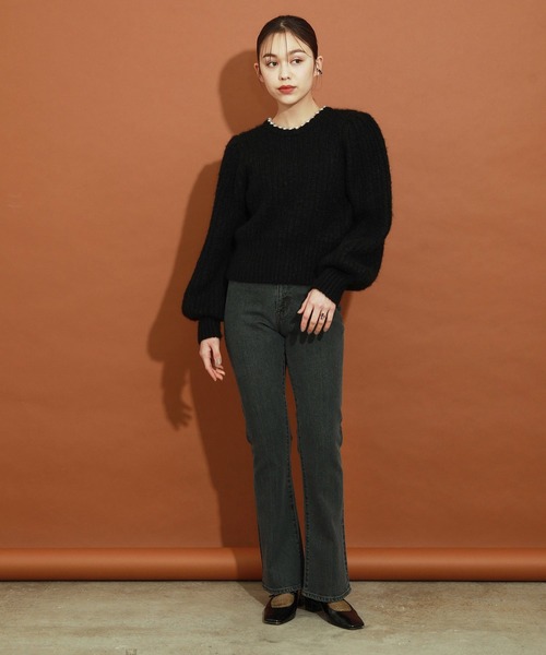 MADEMOISELLE ROPE'（マドモアゼル ロペ）の「【3WAY】<前後着用も可能>パールネックニットカーディガン（カーディガン/ボレロ・レディース・ブラック/ホワイト系その他2・38）」の4枚目の写真