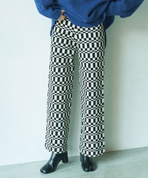 ブロックチェックニットパンツ