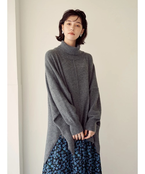 Editt by YECCA VECCA(エディットバイイェッカヴェッカ)の「ポンチョ風オーバーニット*(ニット/セーター・レディース・杢グレー/ライトベージュ/グリーン/ベージュ・FREE)」の20枚目の写真