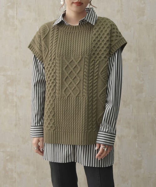 Lull（ルル）の「【Lull / ルル】ストライプオーバーシャツ（シャツ/ブラウス・レディース・ブラック/ホワイト・ONESIZE）」の5枚目の写真