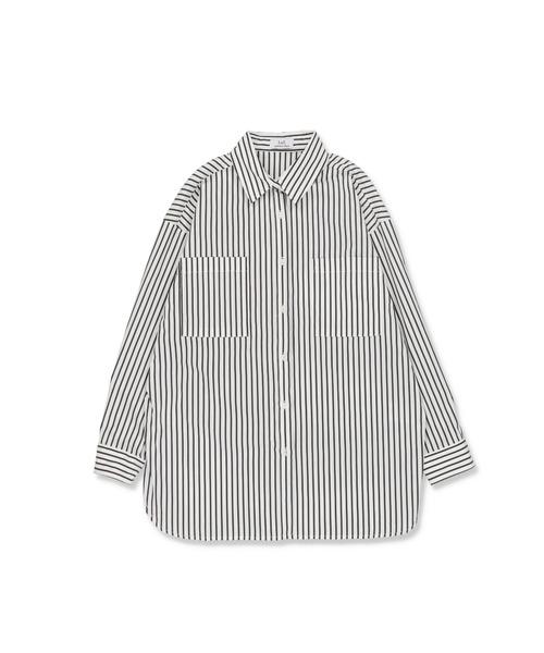 Lull（ルル）の「【Lull / ルル】ストライプオーバーシャツ（シャツ/ブラウス・レディース・ブラック/ホワイト・ONESIZE）」の3枚目の写真