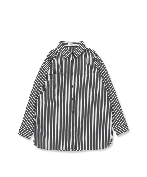 Lull（ルル）の「【Lull / ルル】ストライプオーバーシャツ（シャツ/ブラウス・レディース・ブラック/ホワイト・ONESIZE）」の4枚目の写真