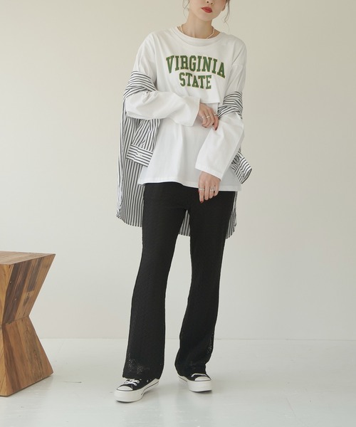 Lull（ルル）の「【Lull / ルル】ストライプオーバーシャツ（シャツ/ブラウス・レディース・ブラック/ホワイト・ONESIZE）」の11枚目の写真