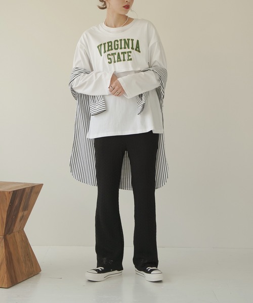 Lull（ルル）の「【Lull / ルル】ストライプオーバーシャツ（シャツ/ブラウス・レディース・ブラック/ホワイト・ONESIZE）」の12枚目の写真