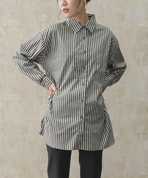 Lull（ルル）の「【Lull / ルル】ストライプオーバーシャツ（シャツ/ブラウス・レディース・ブラック/ホワイト・ONESIZE）」の17枚目の写真