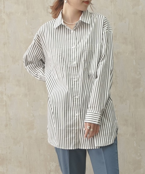 Lull（ルル）の「【Lull / ルル】ストライプオーバーシャツ（シャツ/ブラウス・レディース・ブラック/ホワイト・ONESIZE）」の20枚目の写真