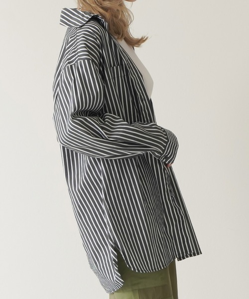 Lull（ルル）の「【Lull / ルル】ストライプオーバーシャツ（シャツ/ブラウス・レディース・ブラック/ホワイト・ONESIZE）」の22枚目の写真