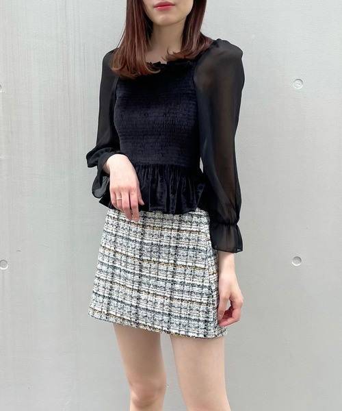 Crea titty&Co. PETIT(クレアティティーアンドコープチ)の「【Crea titty&Co.PETIT】ベロアフリルトップス(シャツ/ブラウス・レディース・ピンク/ベージュ/ブラック・FREE)」の9枚目の写真