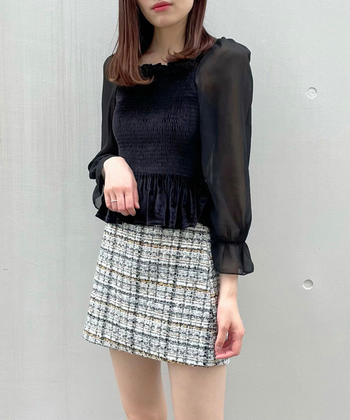Crea titty&Co. PETIT(クレアティティーアンドコープチ)の「【Crea titty&Co.PETIT】ベロアフリルトップス(シャツ/ブラウス・レディース・ピンク/ベージュ/ブラック・FREE)」の10枚目の写真
