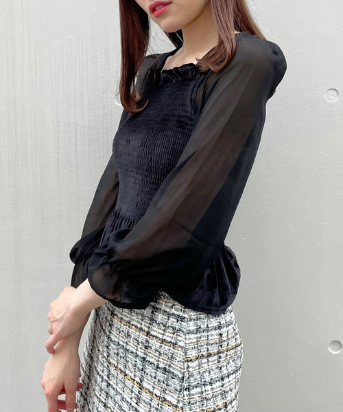 Crea titty&Co. PETIT(クレアティティーアンドコープチ)の「【Crea titty&Co.PETIT】ベロアフリルトップス(シャツ/ブラウス・レディース・ピンク/ベージュ/ブラック・FREE)」の12枚目の写真