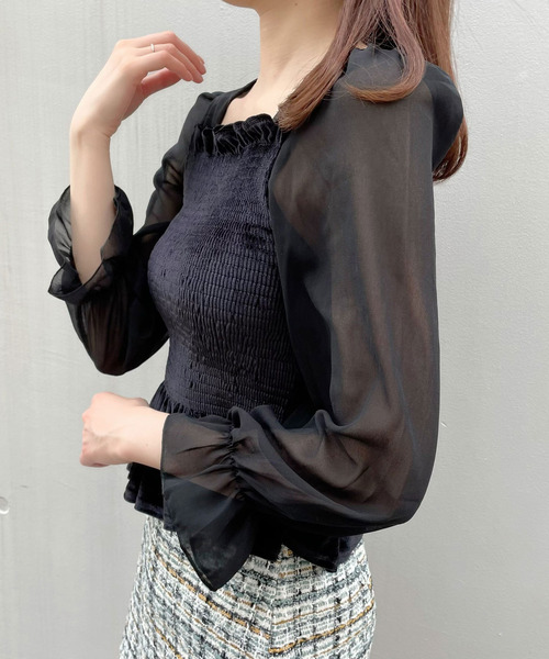 Crea titty&Co. PETIT(クレアティティーアンドコープチ)の「【Crea titty&Co.PETIT】ベロアフリルトップス(シャツ/ブラウス・レディース・ピンク/ベージュ/ブラック・FREE)」の13枚目の写真