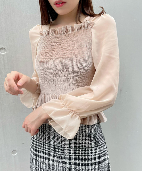 Crea titty&Co. PETIT(クレアティティーアンドコープチ)の「【Crea titty&Co.PETIT】ベロアフリルトップス(シャツ/ブラウス・レディース・ピンク/ベージュ/ブラック・FREE)」の17枚目の写真