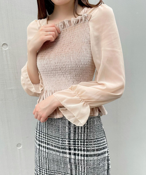 Crea titty&Co. PETIT(クレアティティーアンドコープチ)の「【Crea titty&Co.PETIT】ベロアフリルトップス(シャツ/ブラウス・レディース・ピンク/ベージュ/ブラック・FREE)」の18枚目の写真