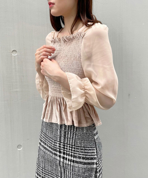Crea titty&Co. PETIT(クレアティティーアンドコープチ)の「【Crea titty&Co.PETIT】ベロアフリルトップス(シャツ/ブラウス・レディース・ピンク/ベージュ/ブラック・FREE)」の19枚目の写真