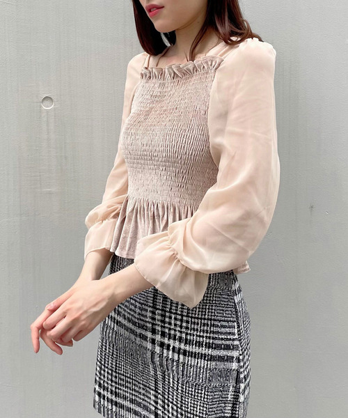 Crea titty&Co. PETIT(クレアティティーアンドコープチ)の「【Crea titty&Co.PETIT】ベロアフリルトップス(シャツ/ブラウス・レディース・ピンク/ベージュ/ブラック・FREE)」の20枚目の写真