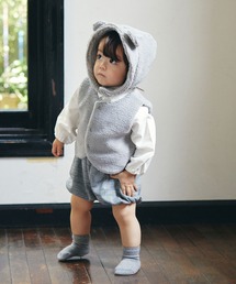 D.fesense | もこもこベスト＆耳つき帽子セット(ニットキャップ/ビーニー)