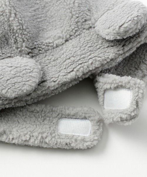 D.fesense（ディーフェセンス）の「もこもこベスト＆耳つき帽子セット（ニットキャップ/ビーニー・キッズ・オフホワイト/グレー・FREE）」の6枚目の写真