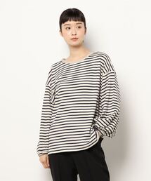 Samansa Mos2 | スムースボーダー前後着ゆるカットソー(Tシャツ/カットソー)
