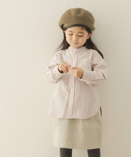 FORK&SPOON（フォークアンドスプーン）の「FORK&SPOON ネルバンドカラールーズシャツ(KIDS)（シャツ/ブラウス・キッズ・グレー系その他/ホワイト系その他・105/120/90/135）」の3枚目の写真