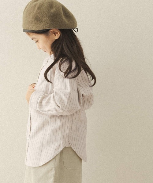 FORK&SPOON（フォークアンドスプーン）の「FORK&SPOON ネルバンドカラールーズシャツ(KIDS)（シャツ/ブラウス・キッズ・グレー系その他/ホワイト系その他・105/120/90/135）」の7枚目の写真