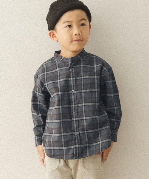 FORK&SPOON（フォークアンドスプーン）の「FORK&SPOON ネルバンドカラールーズシャツ(KIDS)（シャツ/ブラウス・キッズ・グレー系その他/ホワイト系その他・105/120/90/135）」の9枚目の写真