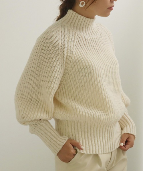 AULI(アウリィ)の「【低身長向けサイズ】片畦ハイネックニットプルオーバー(ニット/セーター・レディース・グレー/オフホワイト・S)」の3枚目の写真