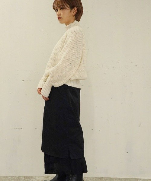 AULI(アウリィ)の「【低身長向けサイズ】片畦ハイネックニットプルオーバー(ニット/セーター・レディース・グレー/オフホワイト・S)」の8枚目の写真