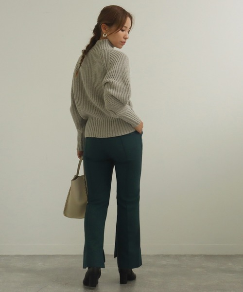 AULI(アウリィ)の「【低身長向けサイズ】片畦ハイネックニットプルオーバー(ニット/セーター・レディース・グレー/オフホワイト・S)」の15枚目の写真