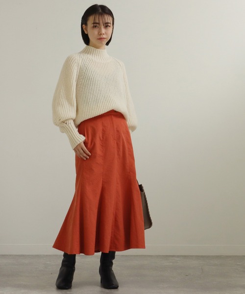 AULI(アウリィ)の「【低身長向けサイズ】片畦ハイネックニットプルオーバー(ニット/セーター・レディース・グレー/オフホワイト・S)」の19枚目の写真