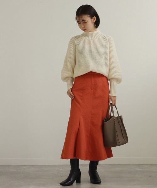 AULI(アウリィ)の「【低身長向けサイズ】片畦ハイネックニットプルオーバー(ニット/セーター・レディース・グレー/オフホワイト・S)」の18枚目の写真