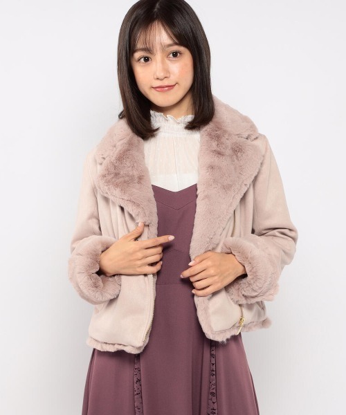 MISCH MASCH（ミッシュマッシュ）の「スエードボンディングライダース（ライダースジャケット・レディース・グレー/ベージュ/ピンク系その他・MEDIUM）」の3枚目の写真