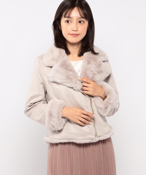 MISCH MASCH（ミッシュマッシュ）の「スエードボンディングライダース（ライダースジャケット・レディース・グレー/ベージュ/ピンク系その他・MEDIUM）」の14枚目の写真