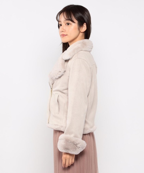 MISCH MASCH（ミッシュマッシュ）の「スエードボンディングライダース（ライダースジャケット・レディース・グレー/ベージュ/ピンク系その他・MEDIUM）」の7枚目の写真