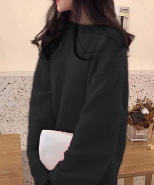 M y u（ミュー）の「クルーネックカラーニットセーター（ニット/セーター・レディース・ピンク/イエロー/アイボリー/グレー/ブラック/ベビーピンク・FREE）」の2枚目の写真